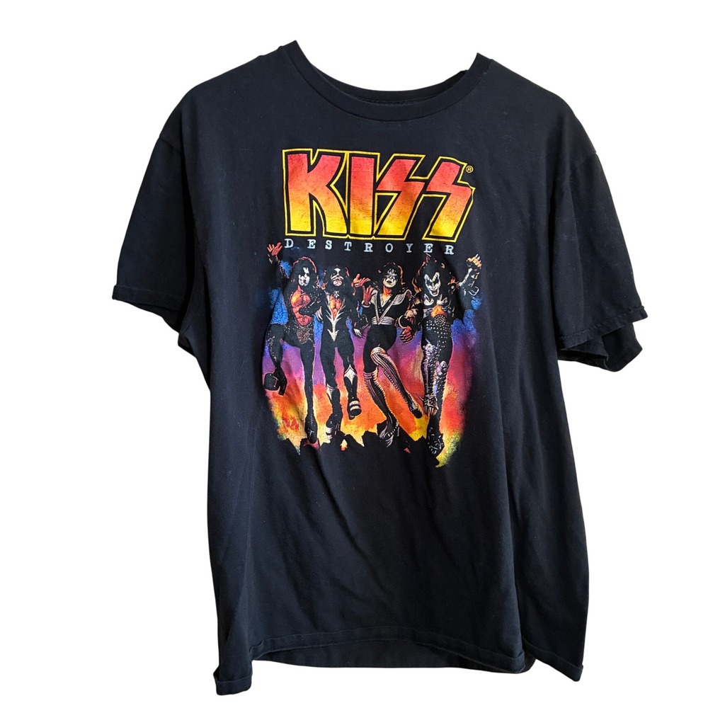 KISS Destroyer Graphic T-Shirt XL Black Men 100% Cotton Band Tee